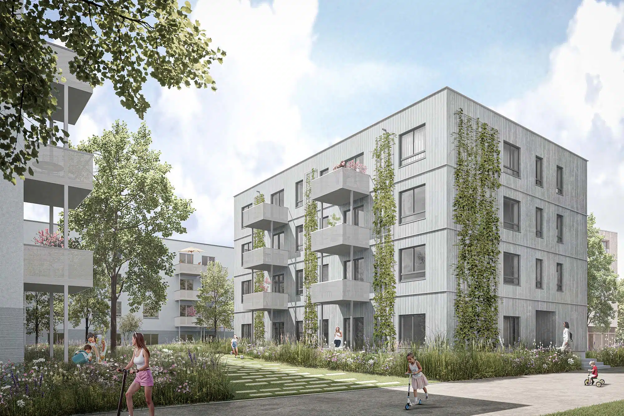 Mit dem Pilotprojekt TYPENHAUSeco errichtet die STADT UND LAND Wohnbauten- Gesellschaft mbH ein Gebäude, das ressourcen- und gleichzeitig kosteneffizient umgesetzt werden kann.