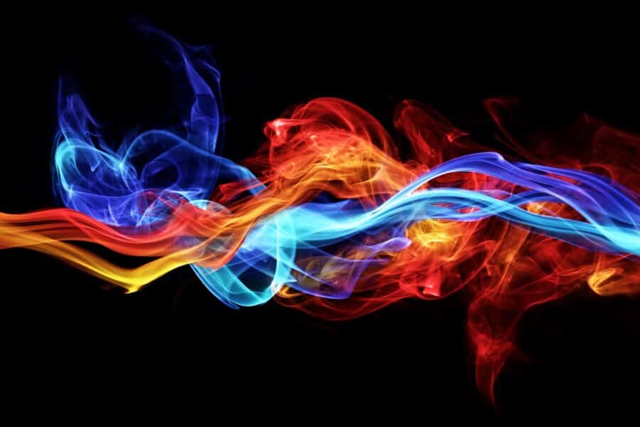 Red and blue smoke