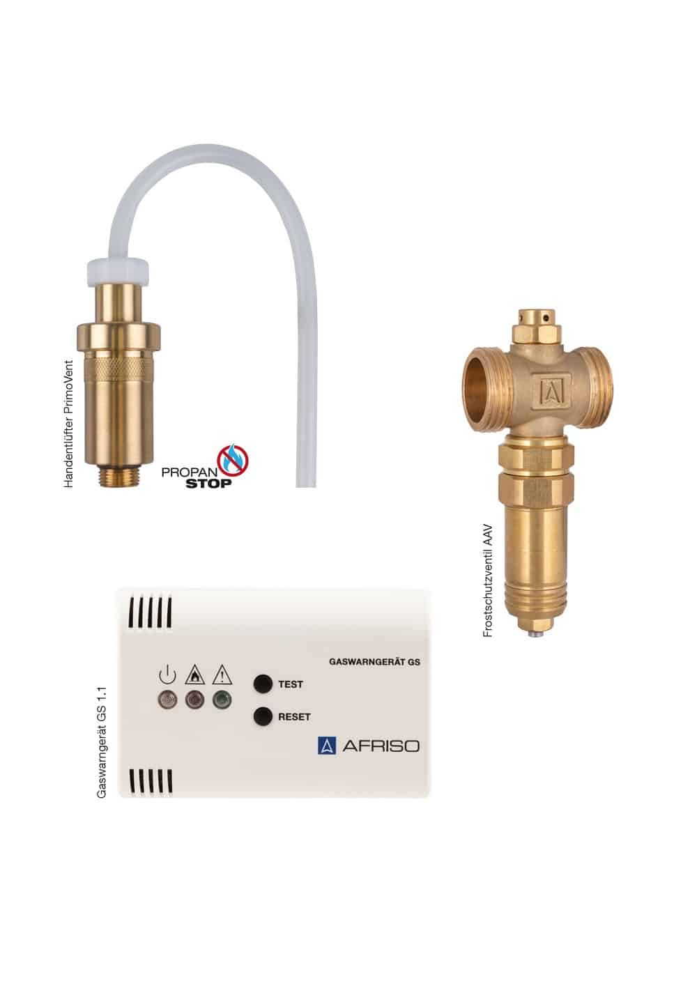 Wappnen von Monoblock-Wärmepumpen für frostige Blackouts: Frostschutzventil, Handschnellentlüfter und Gaswarngerät von Afriso