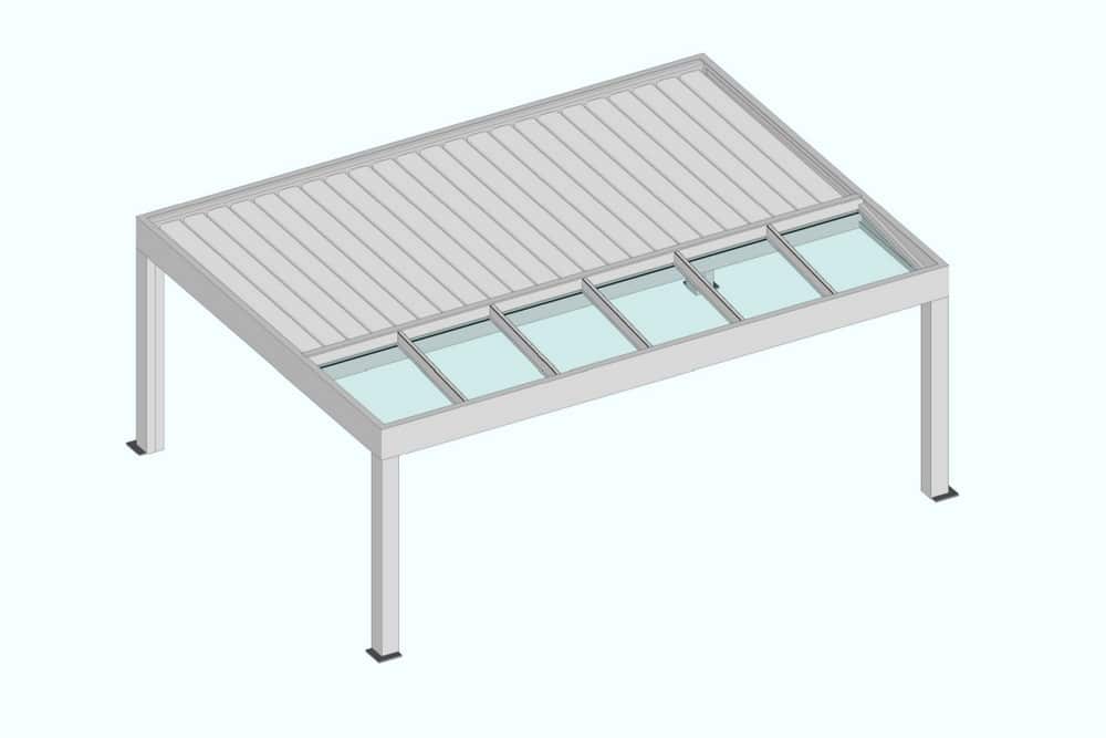 MIT INTEGRIERTEN GLASELEMENTEN: Lamellendach von TS Aluminium